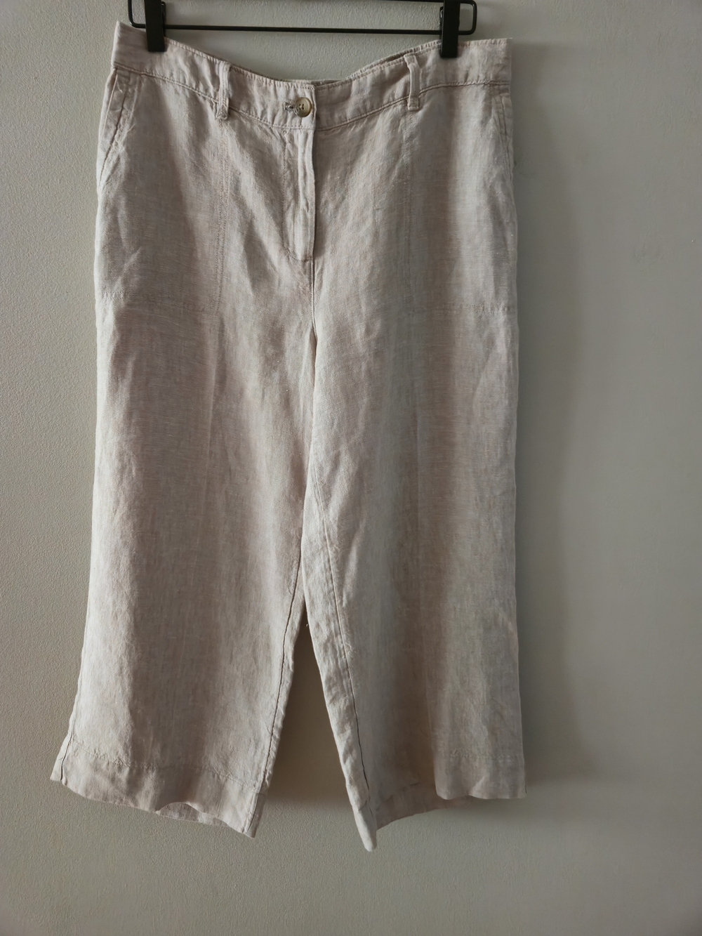 J. Jill Love Linen Crop Pants Missy Oatmeal Beige Wide Leg Relaxed